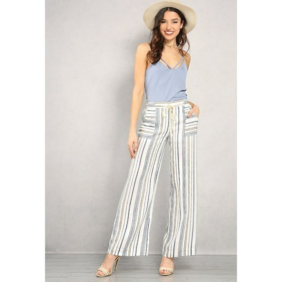 Boutique Striped Palazzo Pants Size Small - Picture 1 of 8